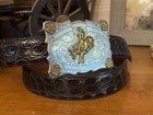 Vintage Sterling Silver Bull Riding Trophy Belt Buckle Western Rodeo Cowboy