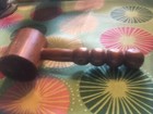 Vintage 8 5 weird  Turned Wood Wooden  Gavel- Nob Handle