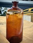 Antique Amber Vintage Pharmacy Medicine Bottle 11    Tall
