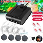 Aquarium Fish Tank Silent Air Pump 4 Air Bubble Disk Stone Hydroponic Oxygen