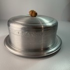 Vintage West Bend Aluminum Covered Cake Server Carrier Keeper Wood Acorn Knob