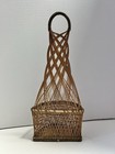 Vintage Wicker Wall Pocket Basket Hanging Braided Handle Floral Display Boho 