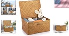 X-large Handwoven Seagrass Storage Basket With Lid In Elegant Caramel Color