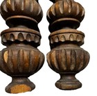 2 Antique Top Solid Wood Salvage Finial 23 75    Tall Carved Crafter Reclaimed