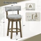 Set Of 4 Upholstered Swivel Bar Stools Wooden Counter Height Kitchen Chairs Grey