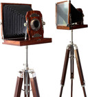 Vintage Style Wooden Camera On Tripod Antique Collectible Floor Home D  cor Prop