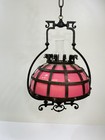 Stunning Antique 1881 Brass Metal Pink Hanging Oil Lamp Elec  Slide Chandelier