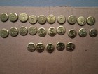 Vintage Gold Tone Raised Number Tacks  1-25  Window Sash Markers Thumb Tacks