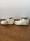 Vintage Baby White Leather Stride Rite Flexible Lace-up Shoes With Bells