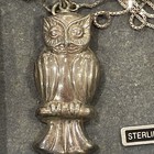 Vintage Chapel Zenray Nf 925 Sterling Silver Owl Pendant Necklace