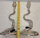 Rachel Zoe 2 Ct Snake Candle Stick Holders Metal Taper Silver Skul Halloween 12   