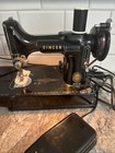 Vintage Singer Featherweight 221 Sewing Machine W case  Manual  Sews Great  1954