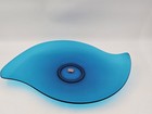 Viking Glass Bluenique Epic Platter 17 x 12  Freeform 1956-75 Usa