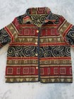 Vtg Western Cowboy Jacket Womens Medium Red Aztec Indian Rodeo Coat Reversible