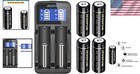 18500 Rechargeable Li-ion Batteries 4-pack With Charger   Button Top Design