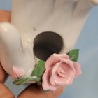 Vintage White Porcelain Hand Ring Holder Bud Vase Pink Rose Wrist Bouquet