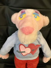 Vintage 1999 Pink Panther Large Plush Red Pants Blue Shirt With Hearts 19 