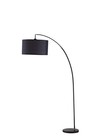 86  Black Metal Arc Floor Lamp With Black Fabric Drum Shade
