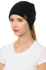 C c Beanietail Soft Stretch Cable Knit Messy High Bun Ponytail Beanie Hat