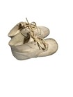 Vintage Antique White Leather Baby Toddler Shoes Craft Display Hightop Laceup