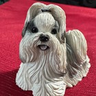 Shih Tzu Dog Puppy Figurine White Gray Shih Tzu Dog Small Statue Room Decor