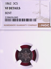 Ngc Vf  1862 Three Cent Silver