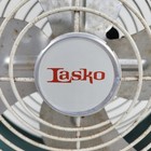 Vintage Lasko Metal Box Fan Blue Turquoise Table Top Electric Retro Mcm