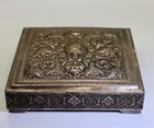 Extremely Ornate Repousse Turkish ottoman Empire Silver Cigar  Box Circa 1890 s
