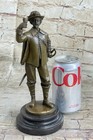 Fencer Fencing Man Bronze Metal Sculpture Figure On Marble Base
