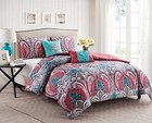  - Quilt Set  5-piece Paisley Bedding With Matching Shams Full queen Multicolor