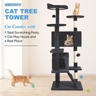 Cat Tree Tower 55  Large Sturdy Condo House Activity Center For Cats   Kittens