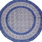 Rajasthan Block Print Round Cotton Tablecloth 72  Blue