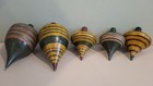 Lot Of 5 Early 20th C  Handmade Wooden Spinning Toys tops