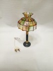 Vtg Set Miniature Tiffany Table Lamp 12v W  2 Mini Brass Candlesticks 1 12 Scale