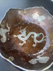 Japanese  chinese Antique Bronze brass Dragon Plate bowl