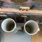 Vintage 1967 Holt Howard Ceramic Atomic Slender Blue Green White 6    Tall Mug Set