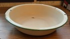 Vintage Green   Cream Enamelware Bowl Basin Round Solid Bowl With Green Rim
