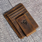 Rfid Genuine Leather Slim Money Clip Wallet     Front Pocket Card Holder - Brown