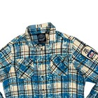 Angry Minnow Hamm s Beer Men   s Plaid Flannel Shirt Xl Blue Patch Long Sleeve