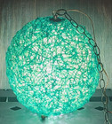 Vintage Mid Century Modern Green Lucite Spaghetti Swag Pendant Hanging Light