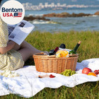Wicker Picnic Basket With Double Folding Handles  Natural Large Willow Hamper Em