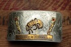 Vintage Ricardo Nickel Silver Bucking Horse Cowboy Western Belt Buckle
