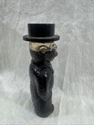 Antique Figural Glass Perfume Bottle Full 4    Art Deco Vanity Dapper Man In Suit