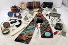 Vtg Junk Drawer Lot Jewelry D b Wristlet Trinket Boxes Necklaces Rings Much More