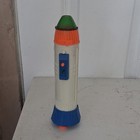 Vintage 1970 Space Rocket Toy W  Green Dome Top  White Body Blue Base