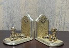 Art Deco Panther Bookends Spelter Bronze Finish Leopard Figural Vintage Pair