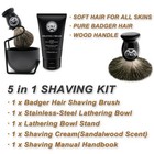 5 In 1 Shaving Kit For Wet Shave  Set Includes Hand Crafted Pure Badger Shave   