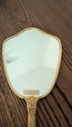Vintage 24k Gold Plated Hand Mirror Raised Rose Ormolu Hollywood Regency Vanity