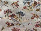  vintage Feed Sack  1930-50s Country Scenes Tan Blue Peach Yellow 43  L X 37  W
