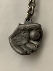 Baseball Glove And Ball Keychain Vintage Pewter Keyring 3d Sculpted Keytag Gift